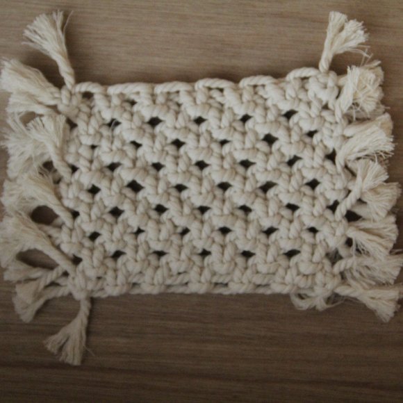 Mug Rug / Coaster  Macrame Knots Hand Crafted - Picture 12 of 12